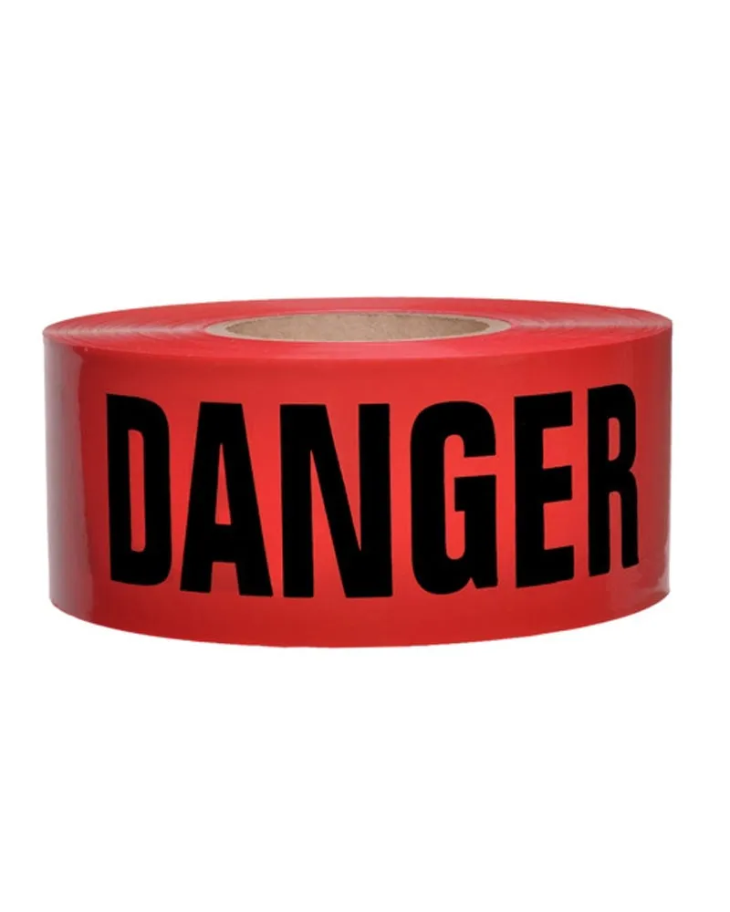 (10 Rolls/Case) DANGER PELIGRO - English/Spanish Red Barricade Safety Tape