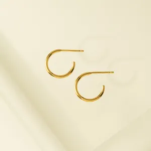 12mm Delicate Gold-Filled Post Hoop Earrings