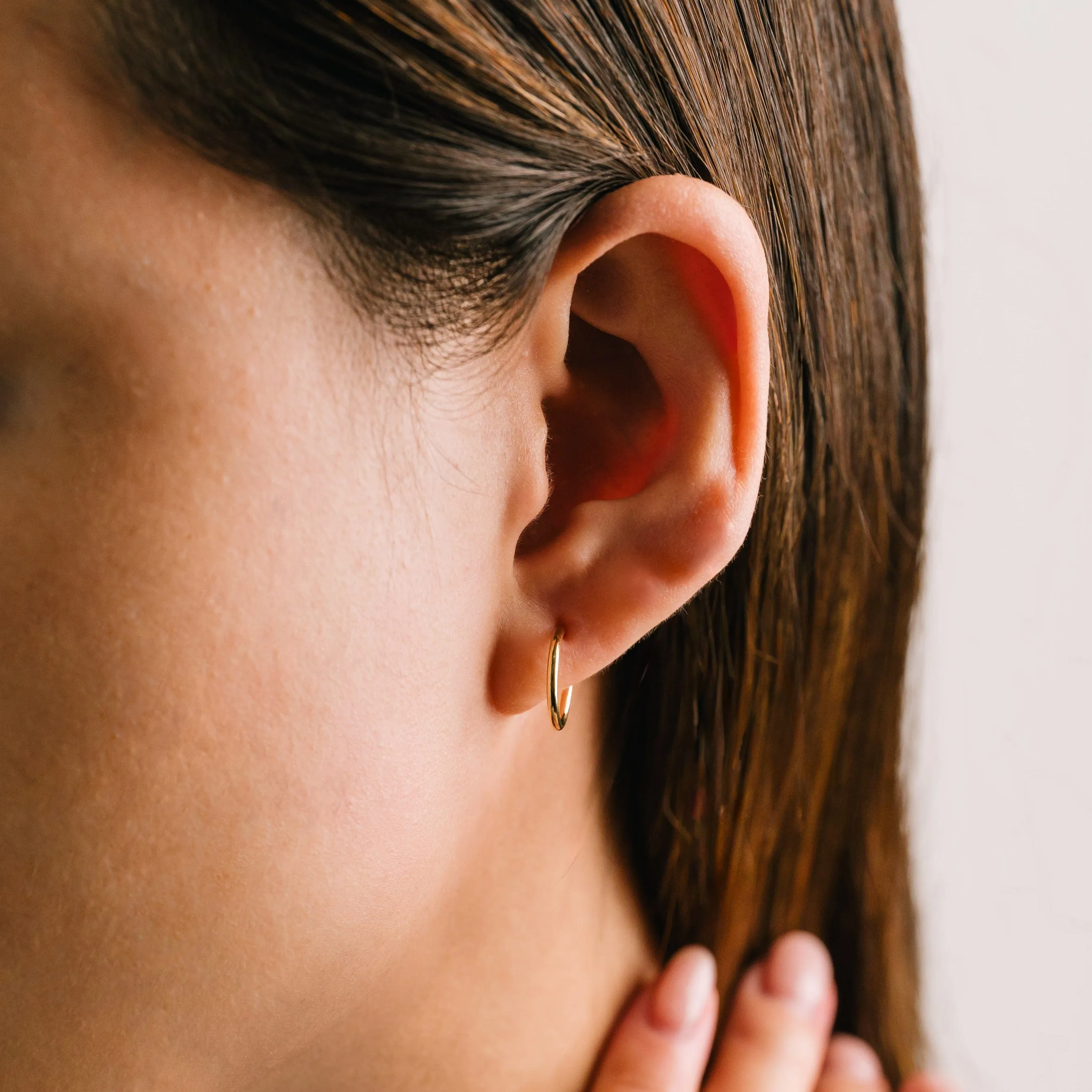 12mm Delicate Gold-Filled Post Hoop Earrings