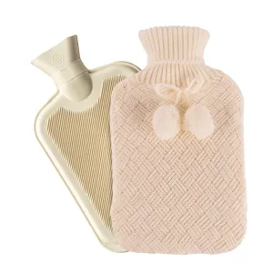 2L Pom Pom Knitted Hot Water Bottle & Cover Set - By Nicola Spring