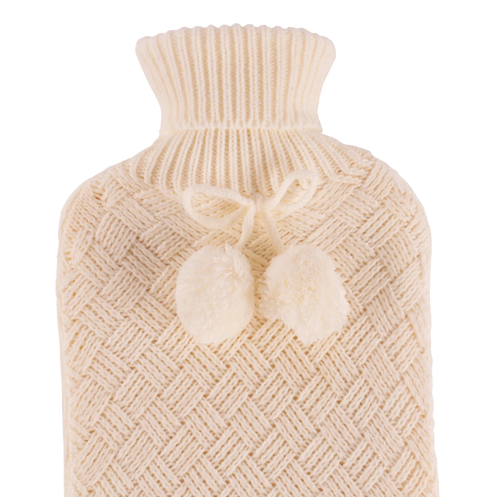 2L Pom Pom Knitted Hot Water Bottle & Cover Set - By Nicola Spring