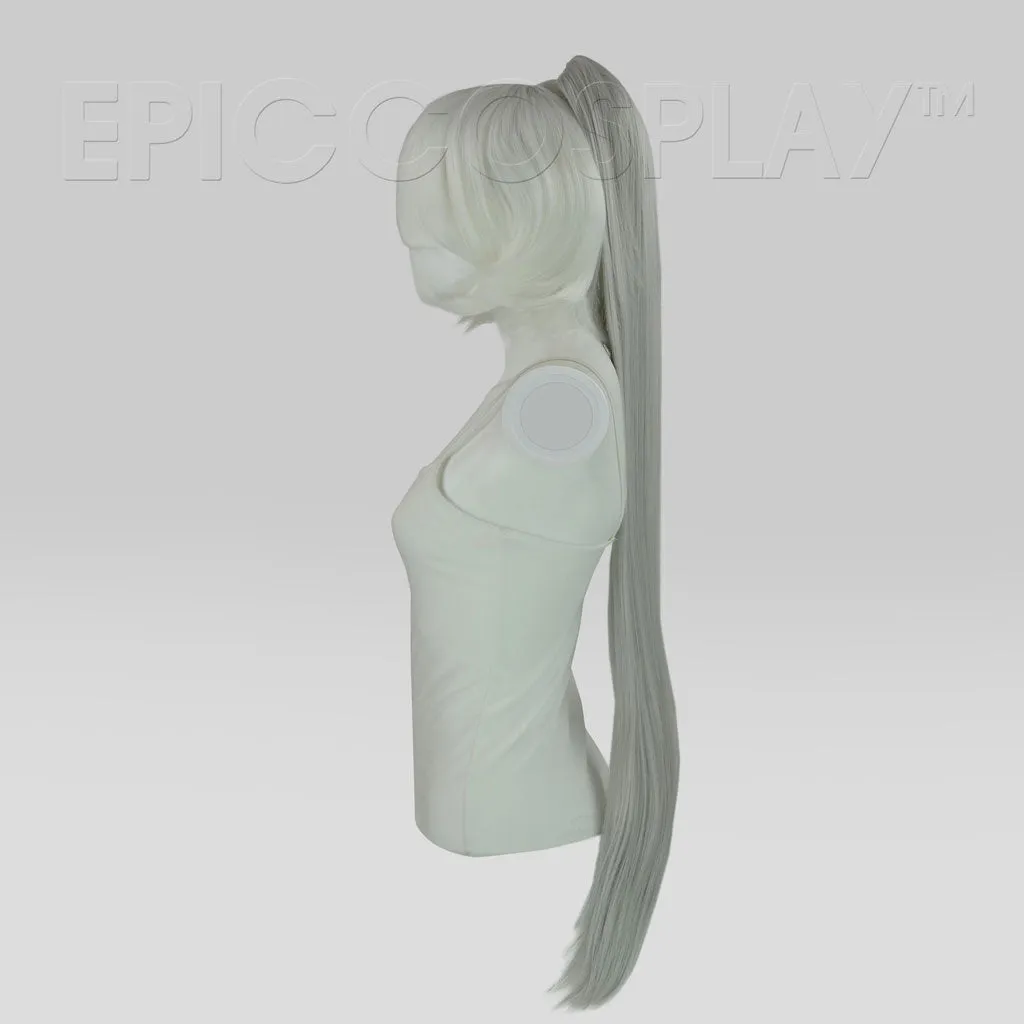 35" Silver Grey Straight Ponytail Clipon