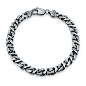 925 Sterling Gun Metal Plated Dollar Cuban 7mm Bracelet - BSB0003