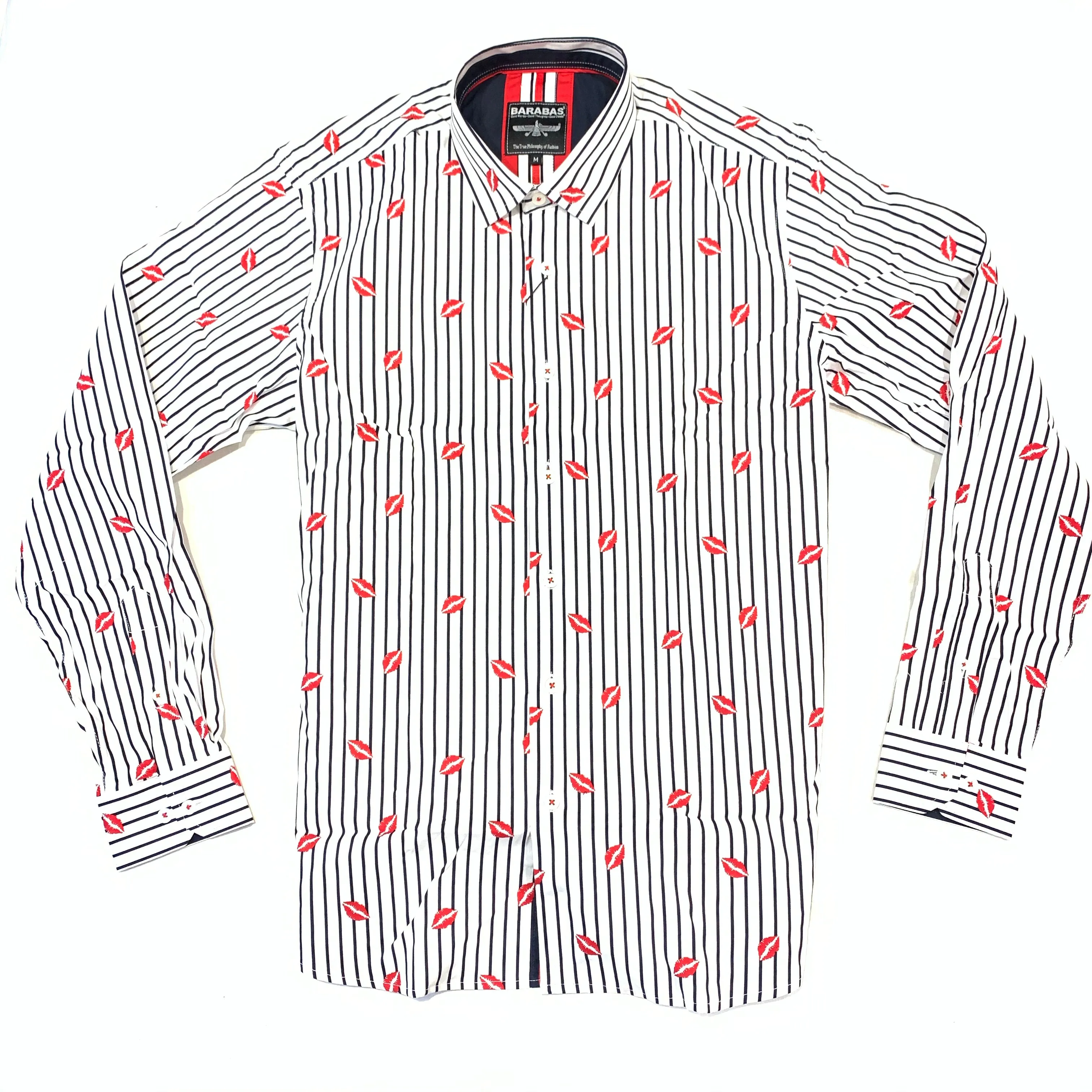 Barabas French Lips White Button Up Shirt