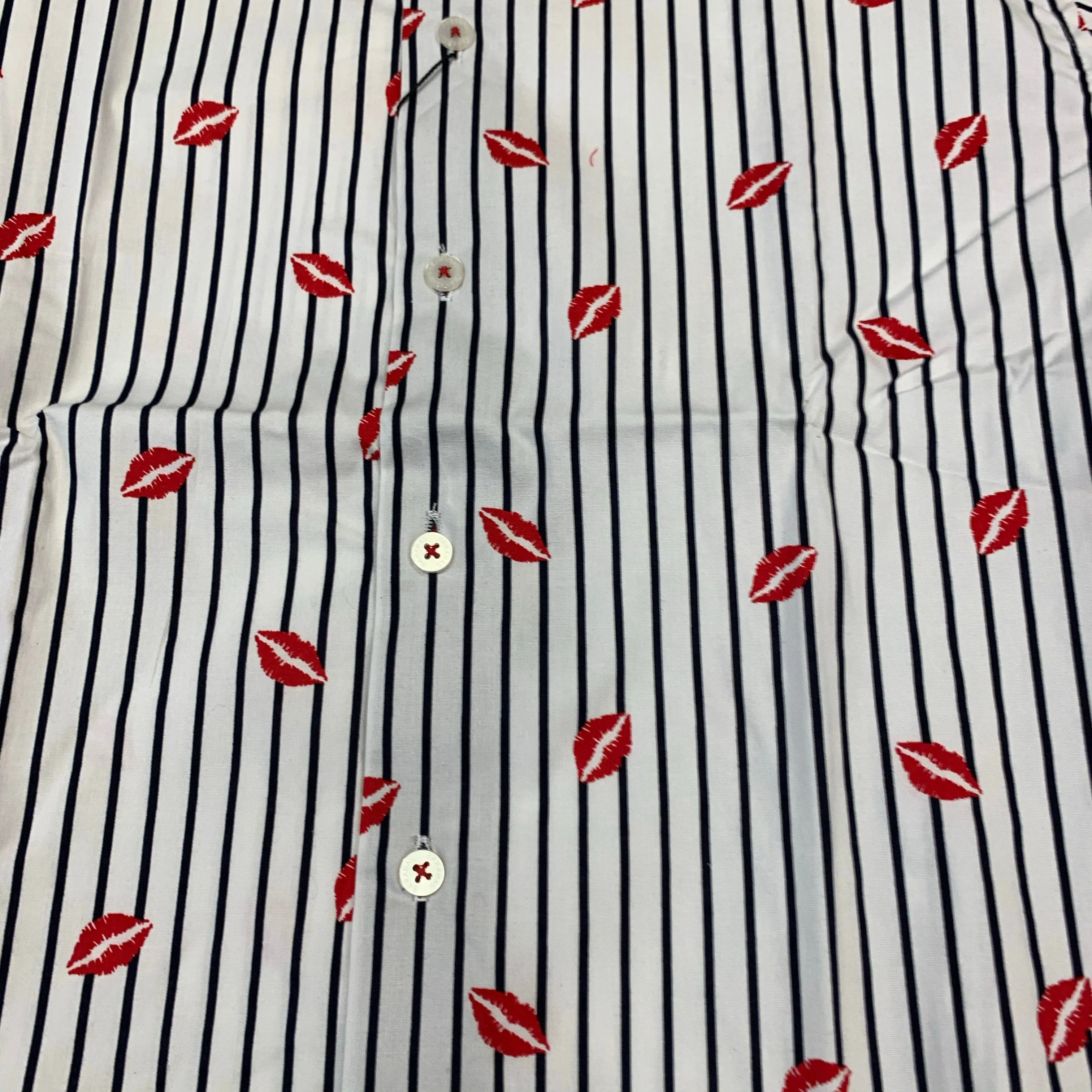 Barabas French Lips White Button Up Shirt