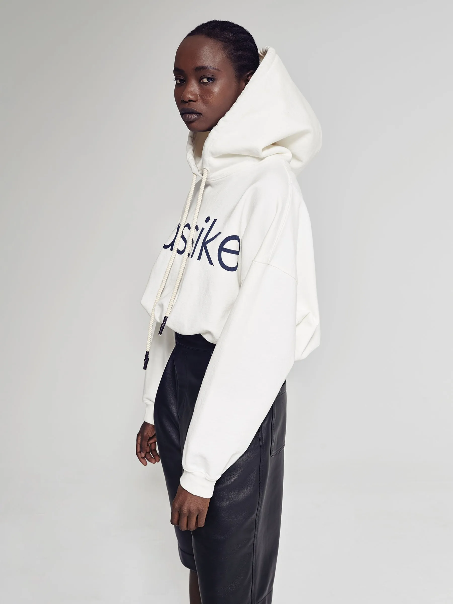 bassike gathered hooded sweat