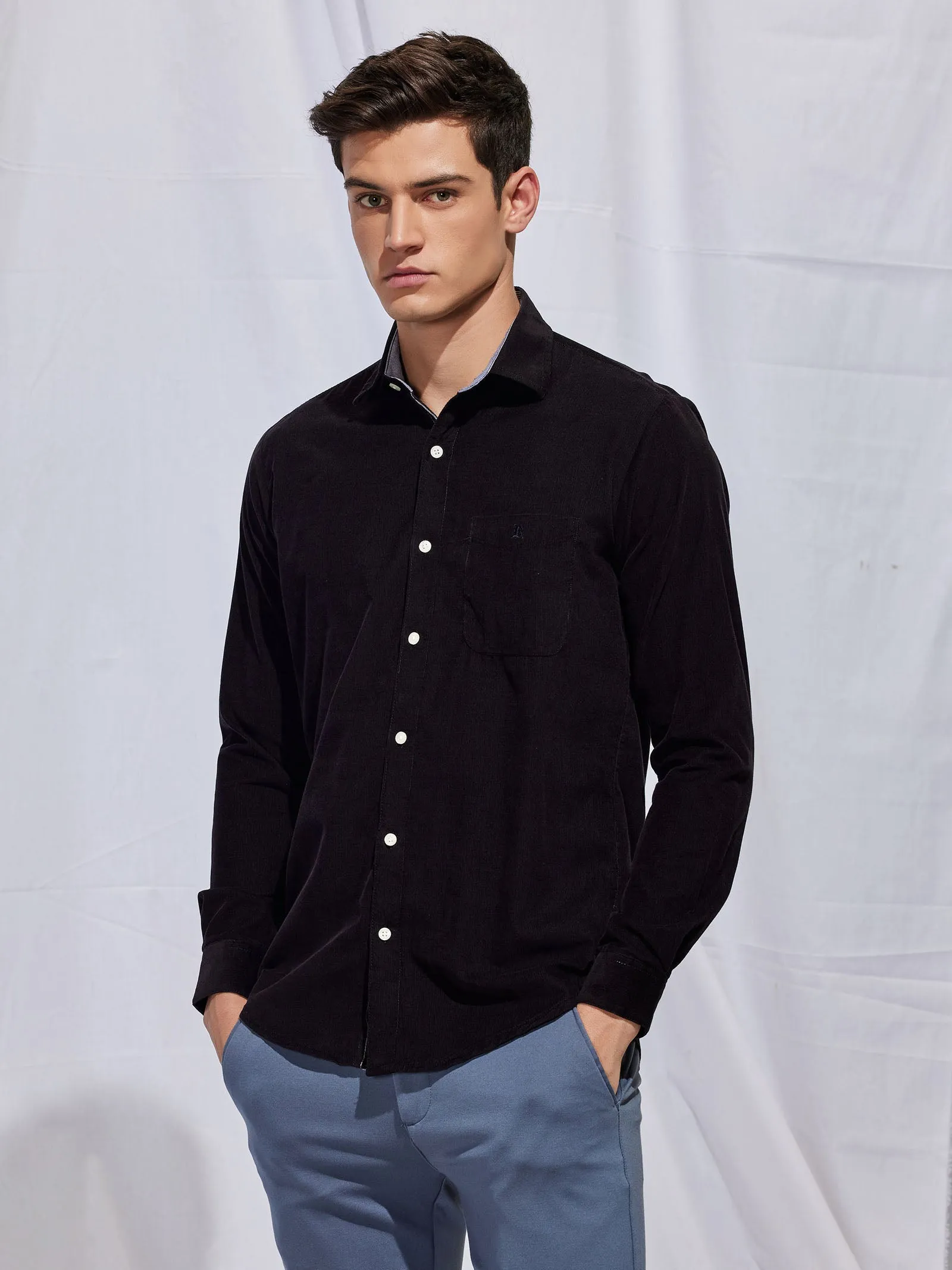 Black Fine Corduroy Shirt