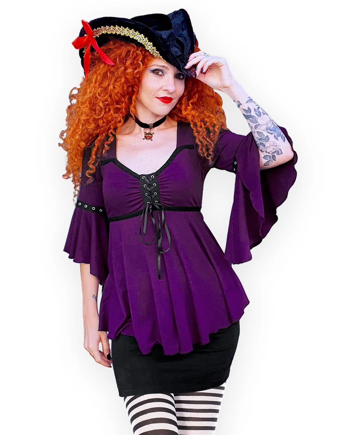 Buccaneer Pirate Costume with Ofelia Top, Plum