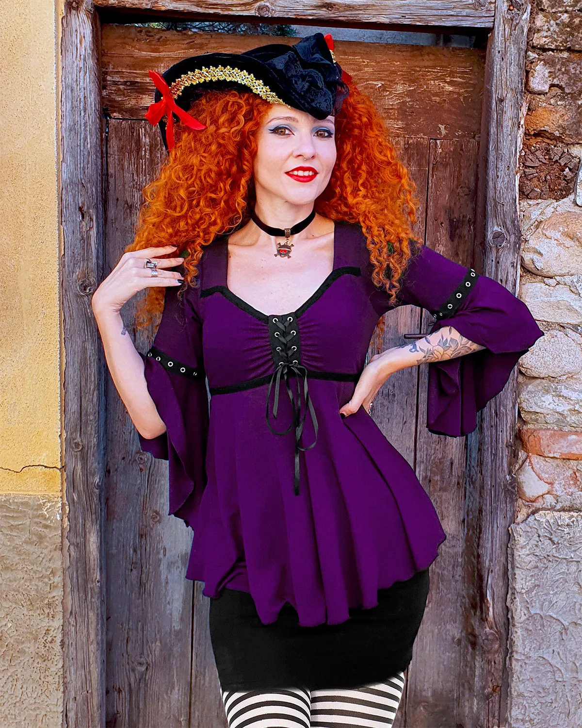 Buccaneer Pirate Costume with Ofelia Top, Plum