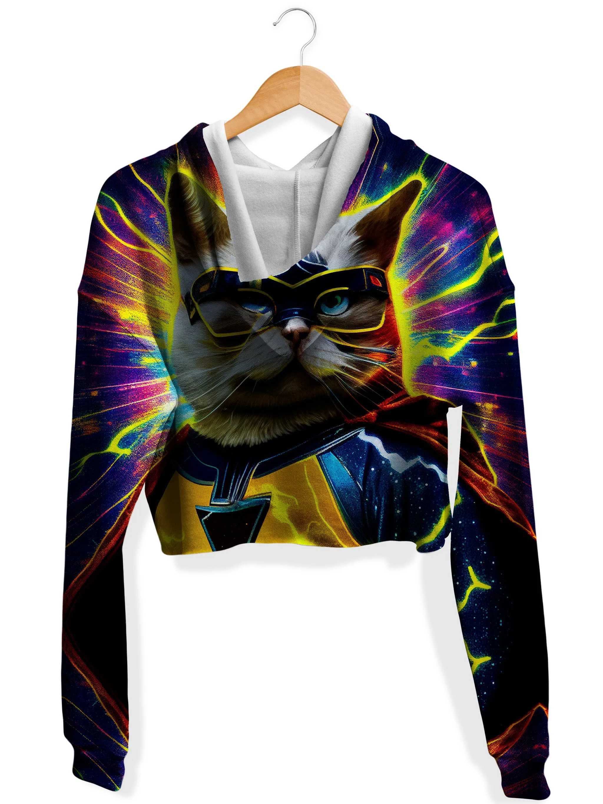 Cat Hero Fleece Crop Hoodie