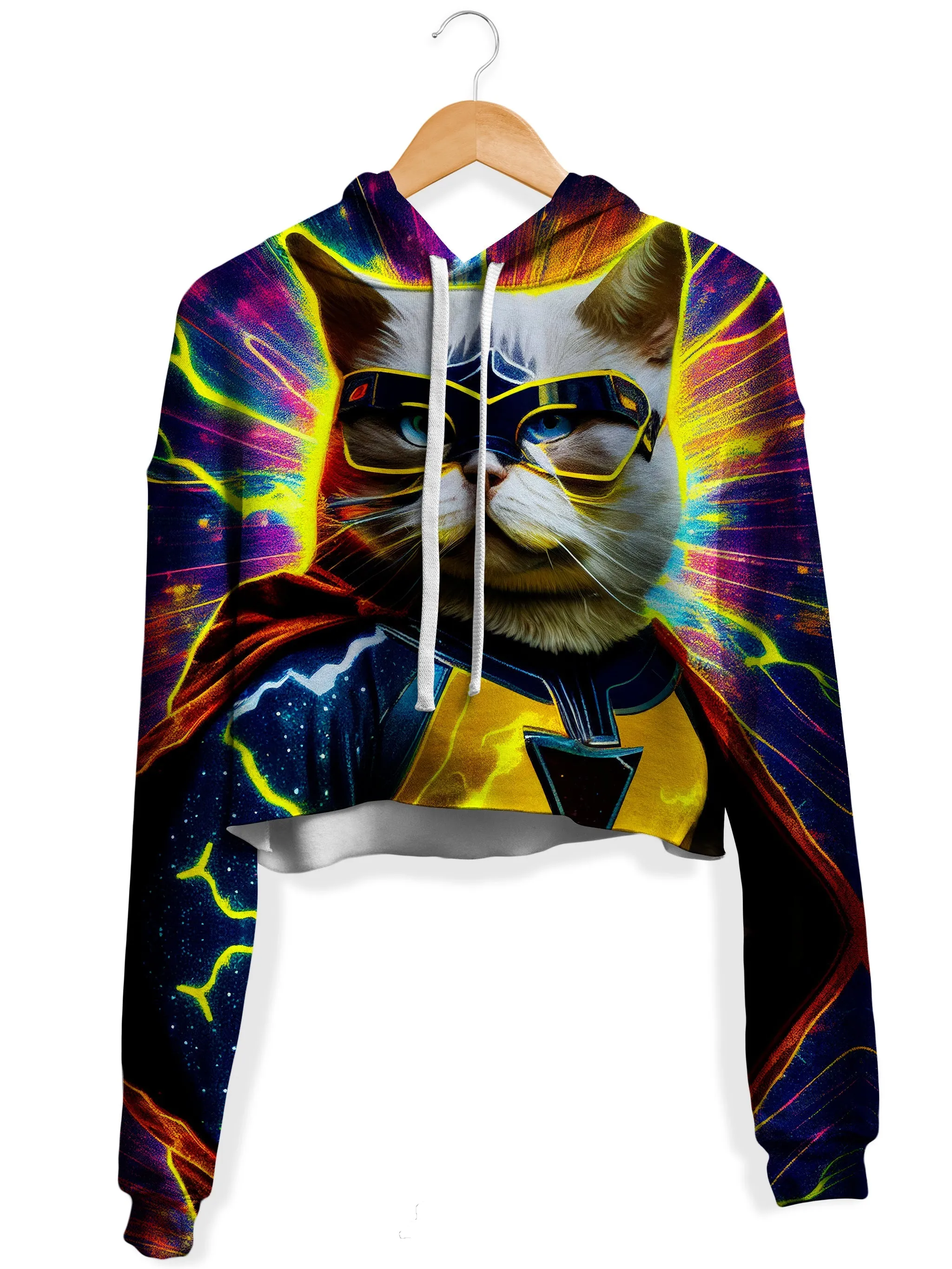 Cat Hero Fleece Crop Hoodie