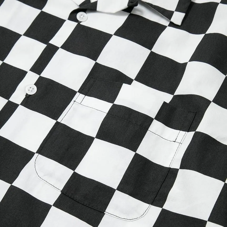 CHECKERED S/S BUTTON UP