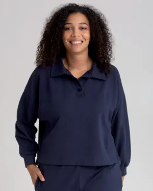 Clare Organic Cotton Top In Navy