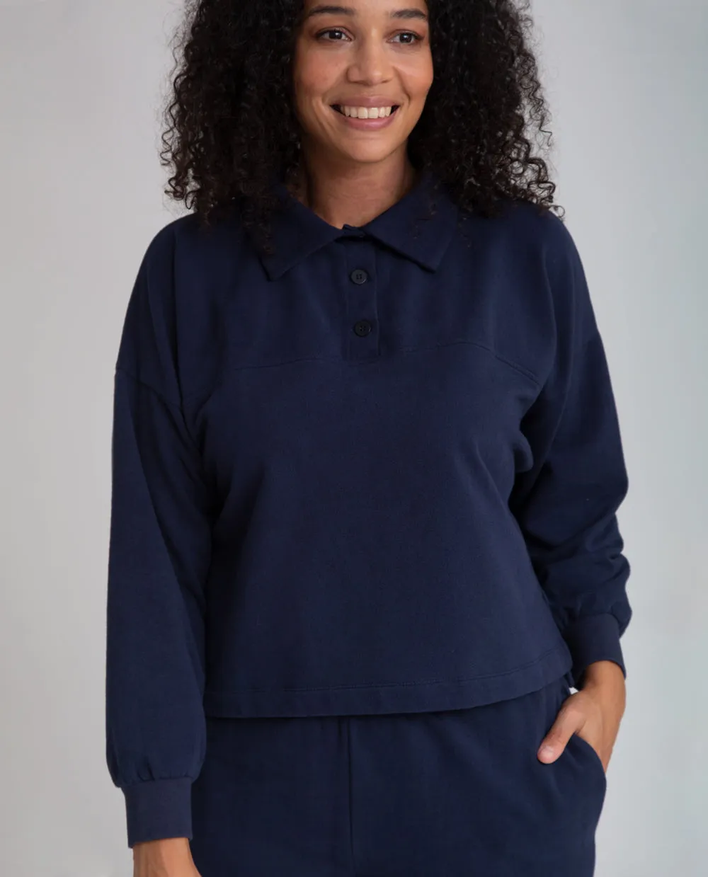 Clare Organic Cotton Top In Navy