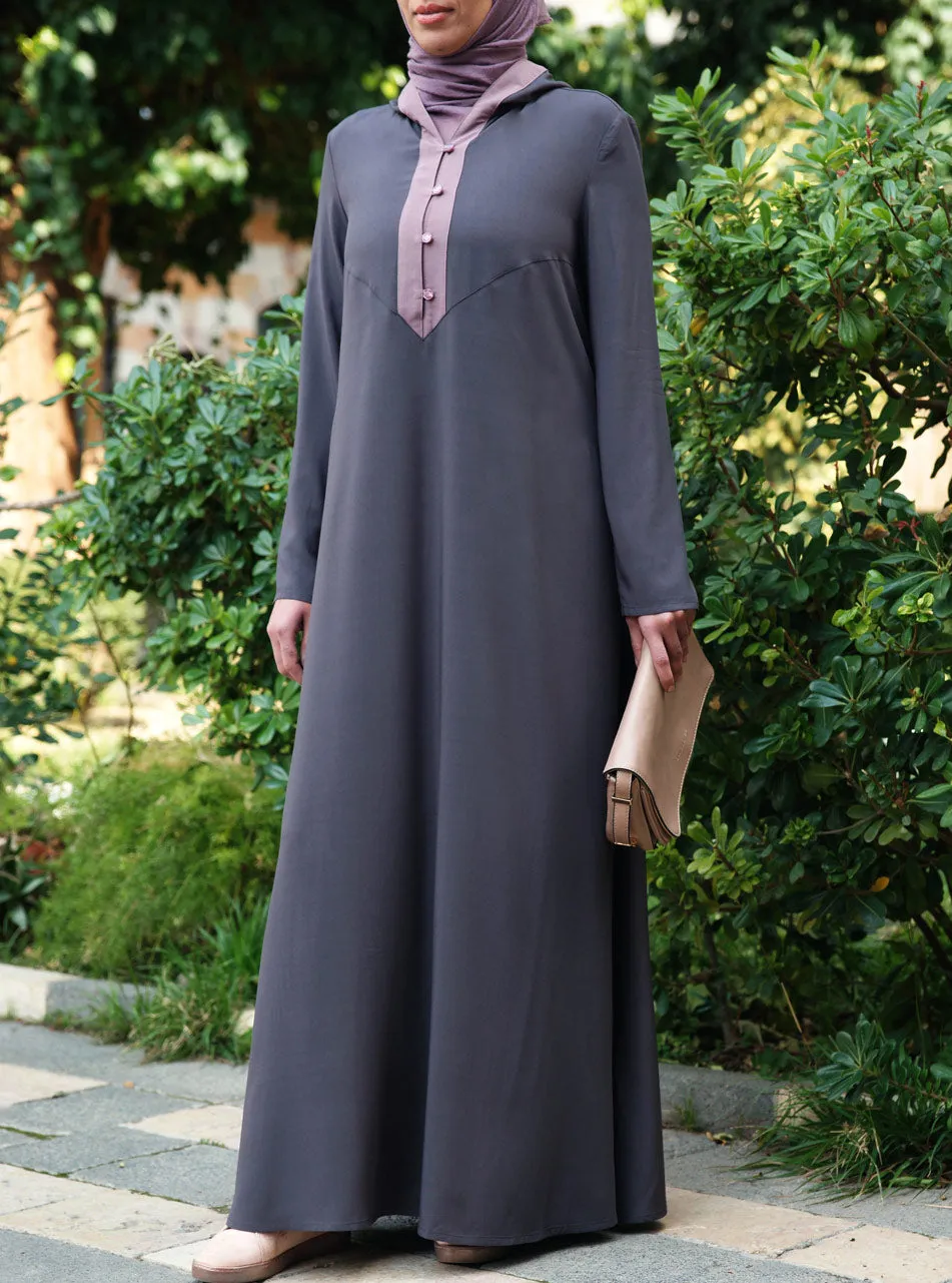 Contrast Hooded Abaya