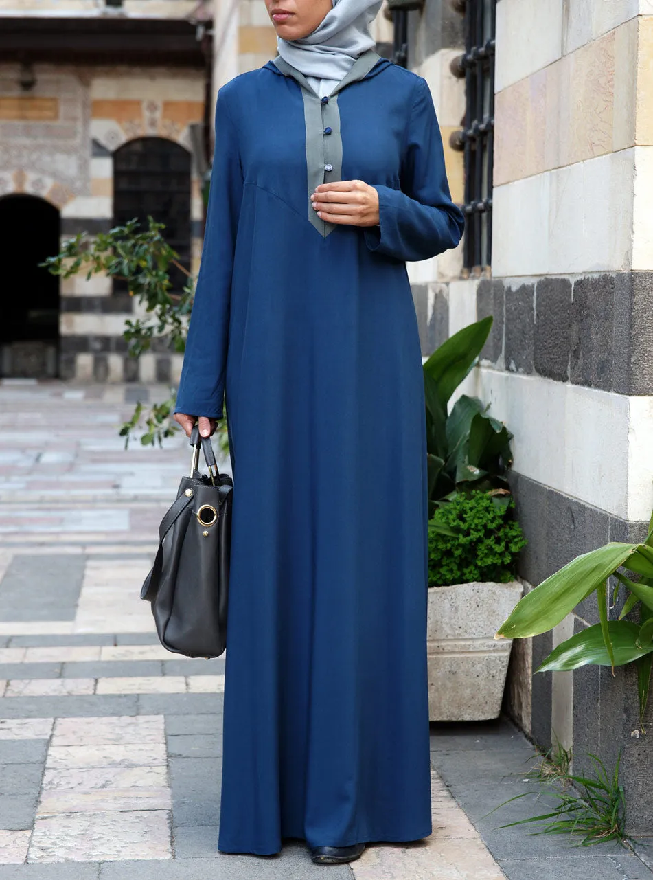 Contrast Hooded Abaya