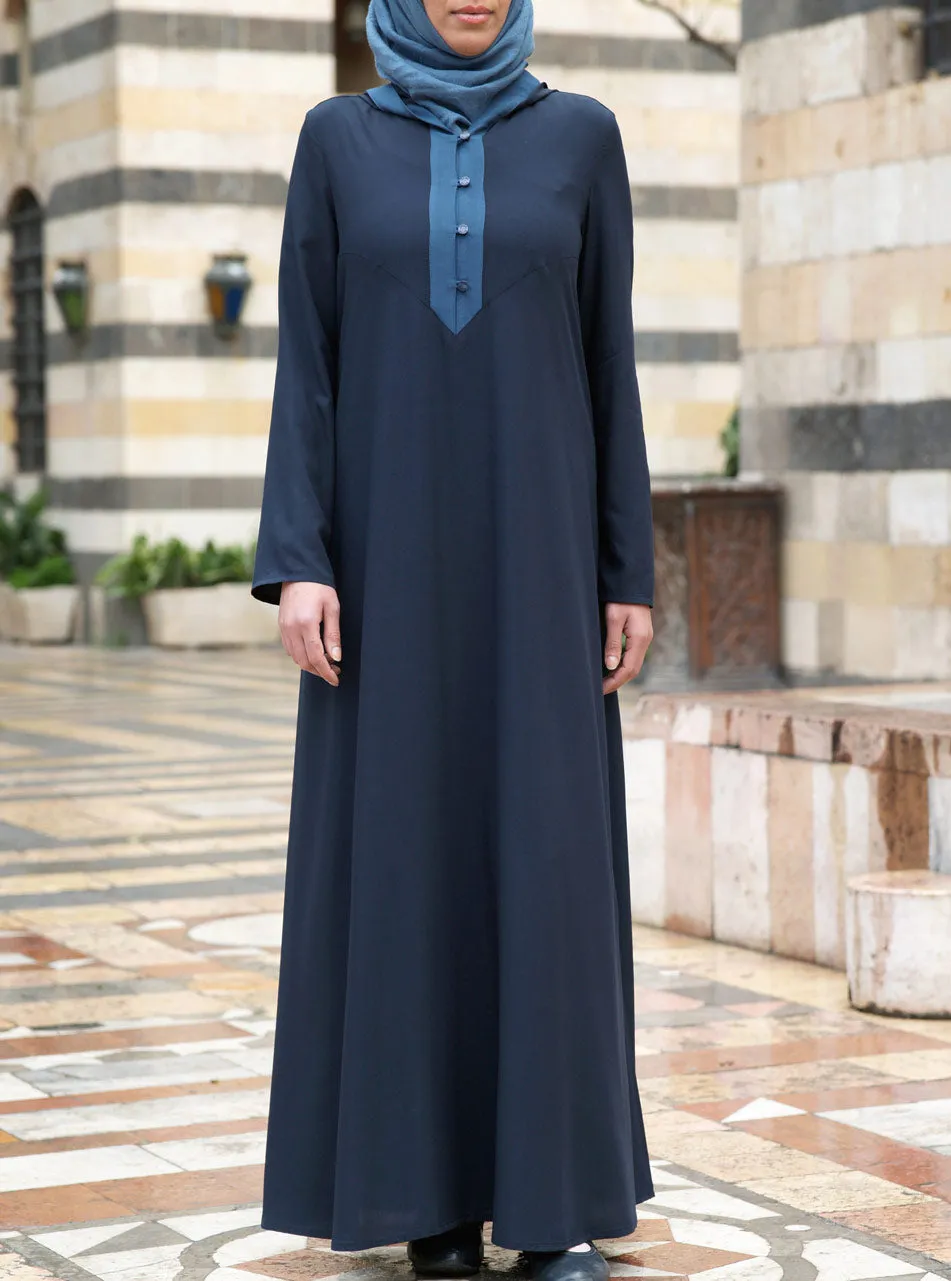 Contrast Hooded Abaya