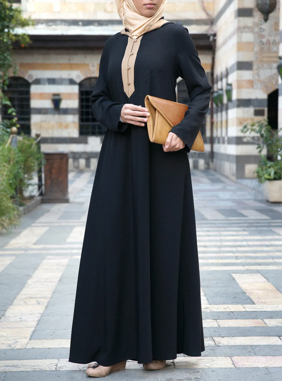 Contrast Hooded Abaya