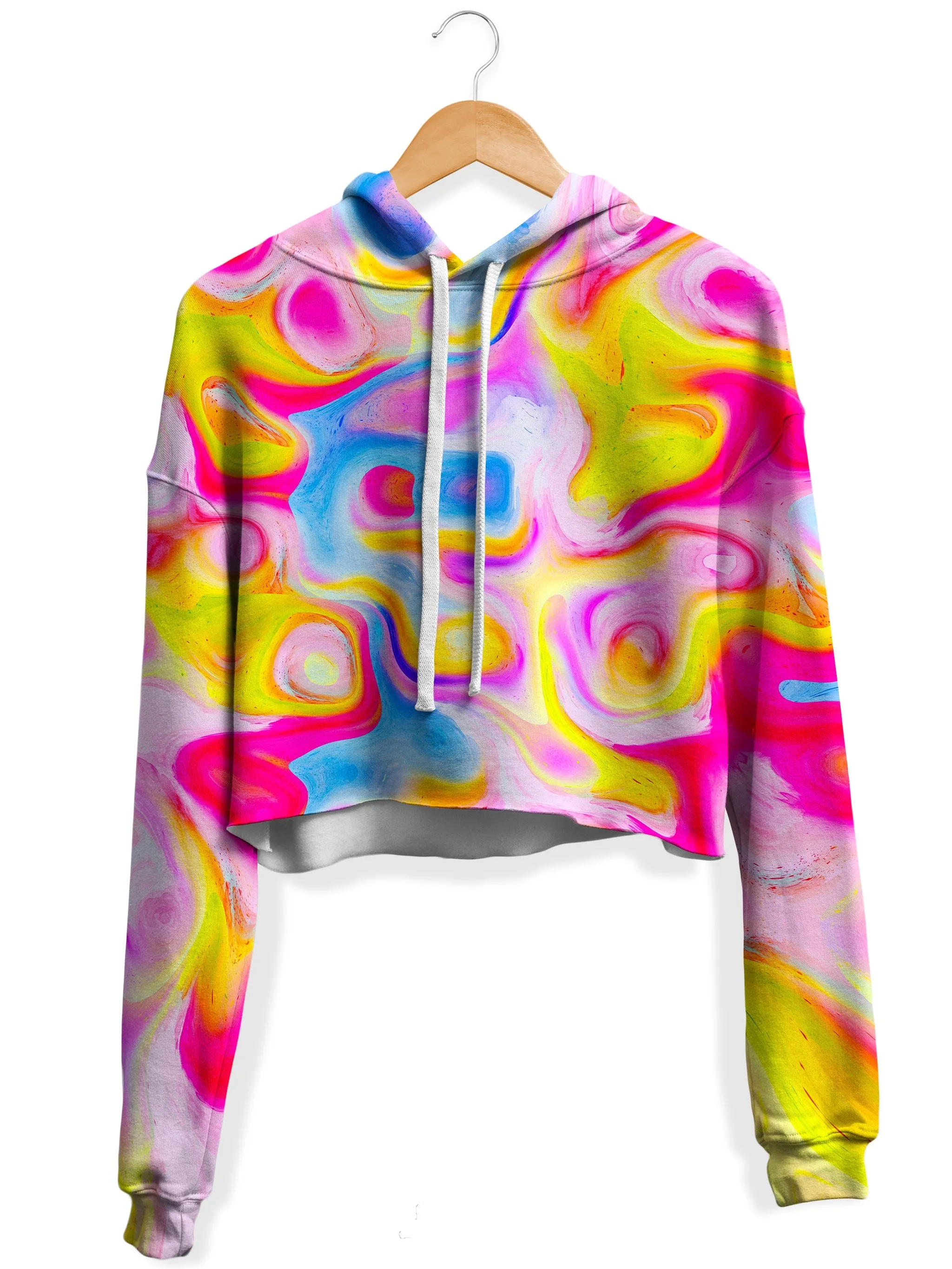 Cotton Candy Fleece Crop Hoodie