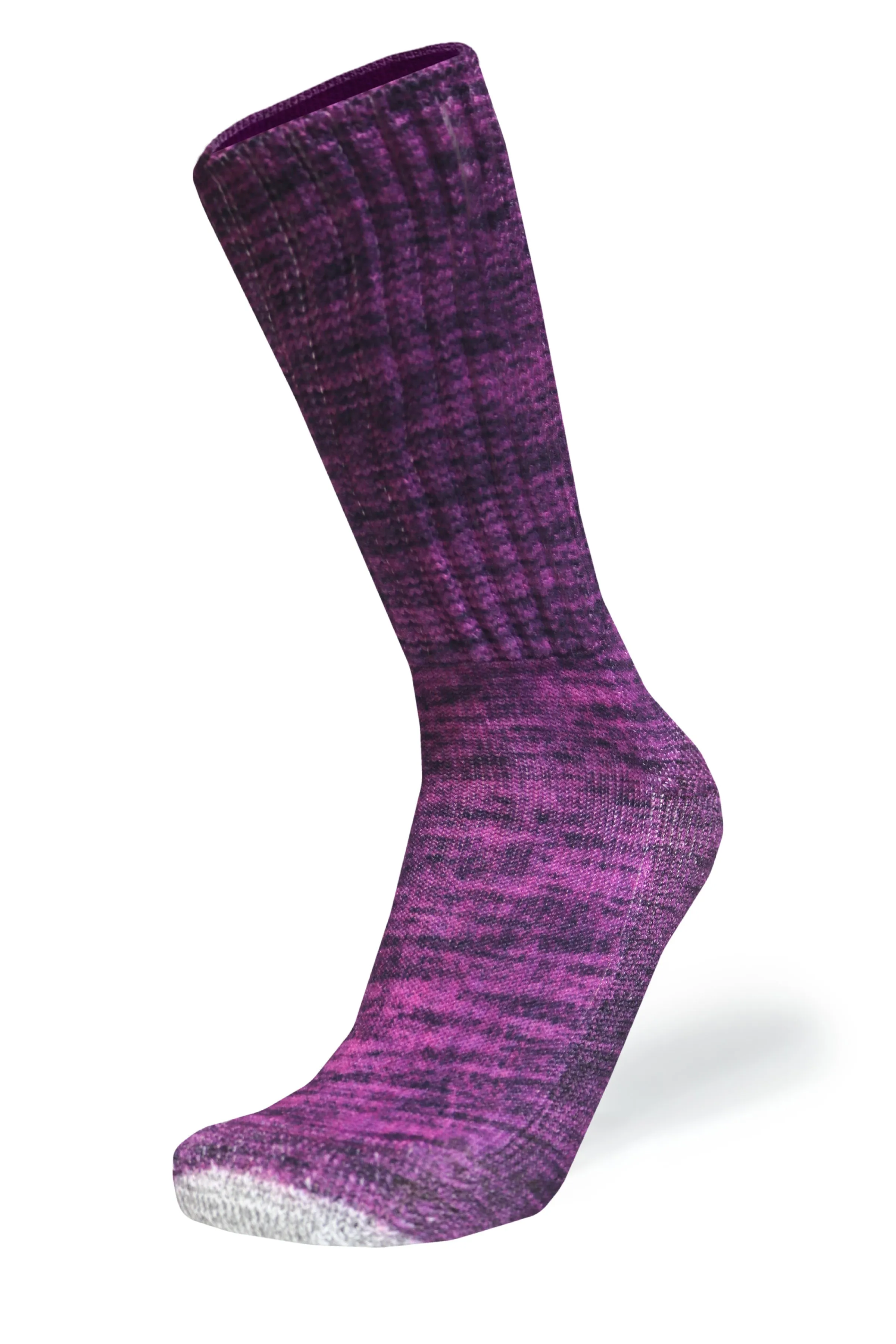 Cozy Diabetic Comfort Relax Fit Heather Purple Crew Socks