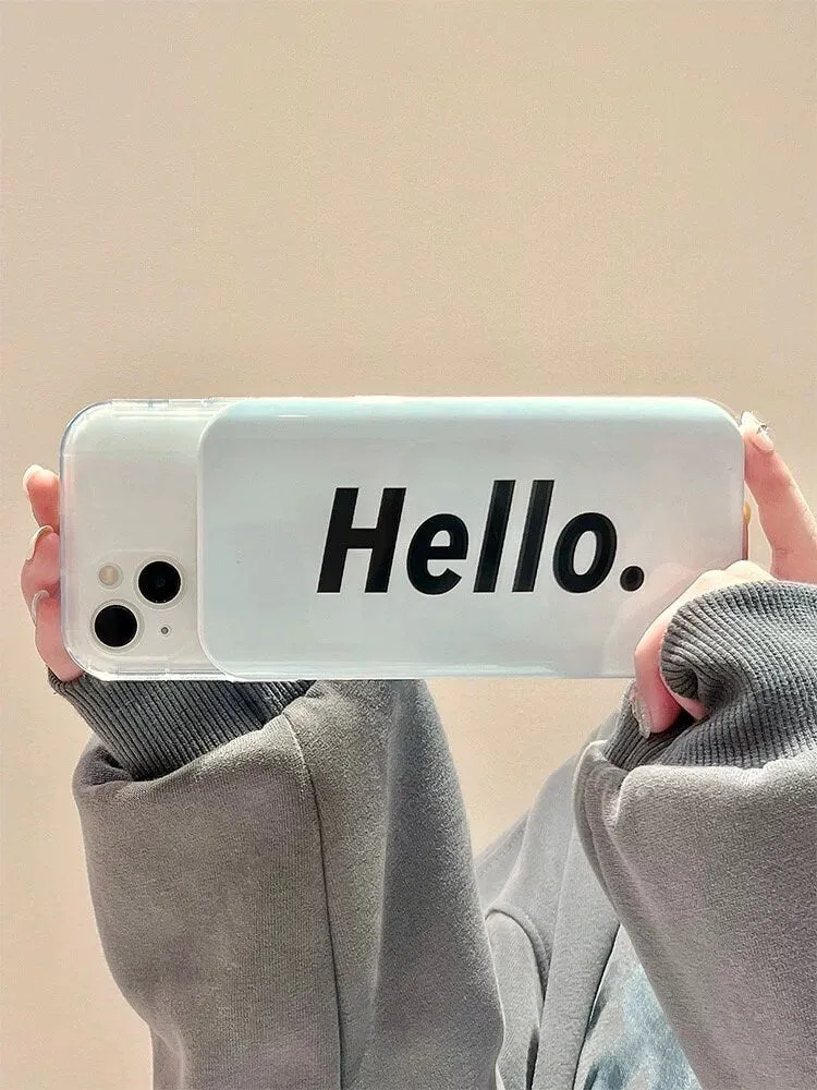 Cute Clear Thick Case   White Slide Cover Mirror Word Print Design Protective Shockproof iPhone Case for iPhone 11 12 13 14 15 Plus Pro Max