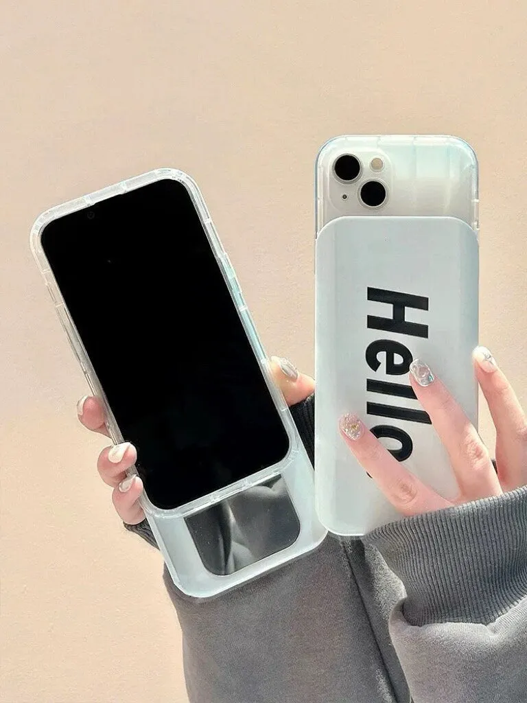 Cute Clear Thick Case   White Slide Cover Mirror Word Print Design Protective Shockproof iPhone Case for iPhone 11 12 13 14 15 Plus Pro Max