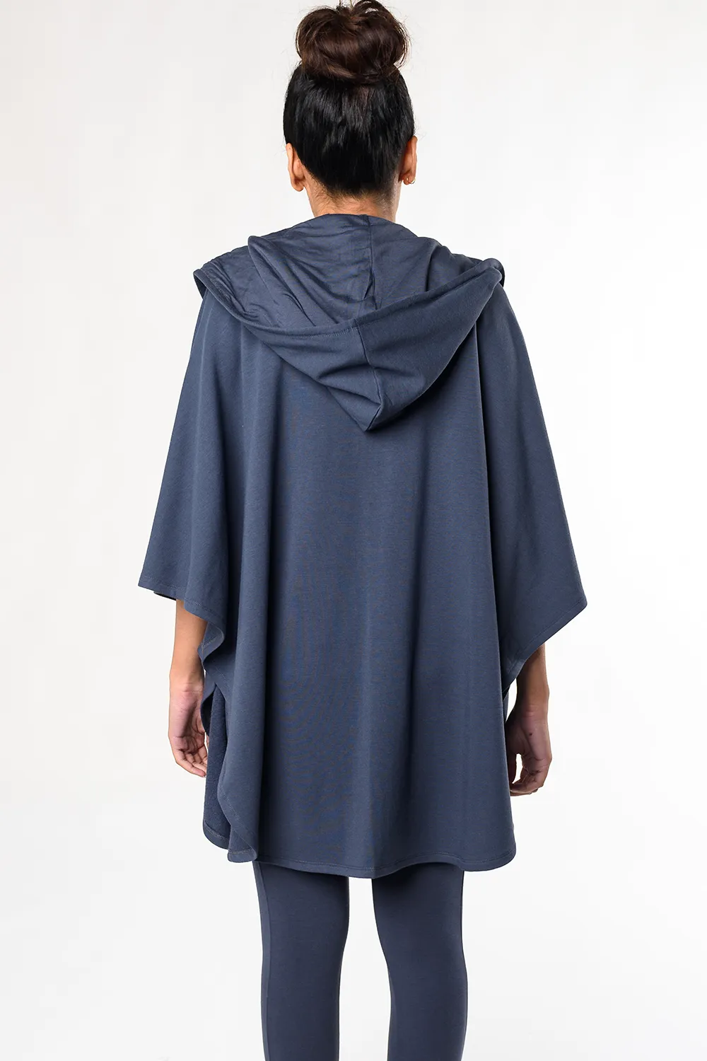 Dakota Hooded Bamboo Poncho - Anchor Blue