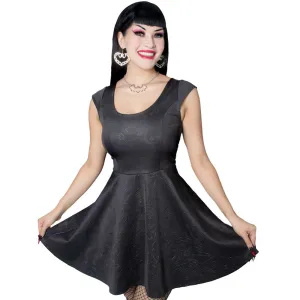 Death Repeat Embossed Skater Dress