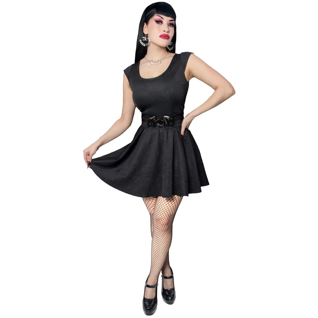 Death Repeat Embossed Skater Dress