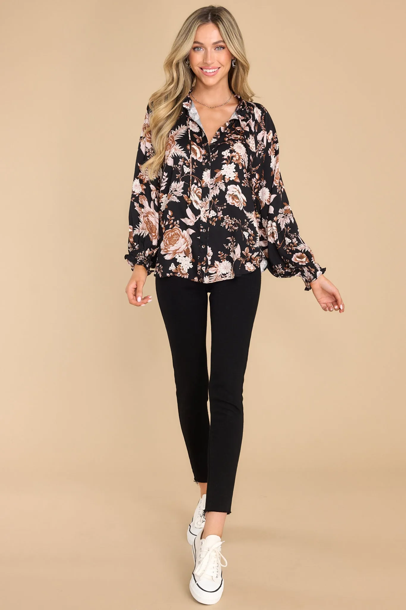 Display Of Affection Black Floral Top