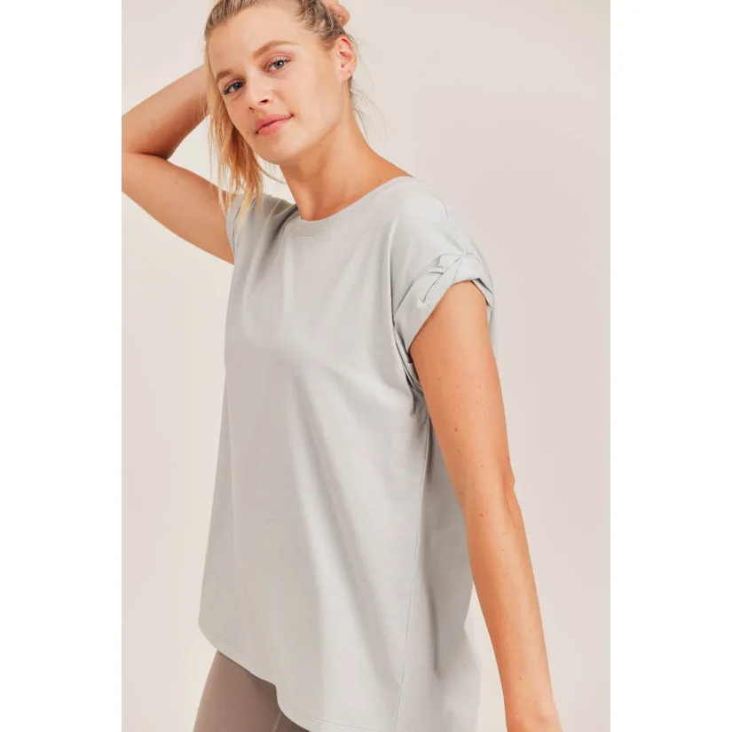 Essential Cap-Sleeve Solid Athleisure Flow Top