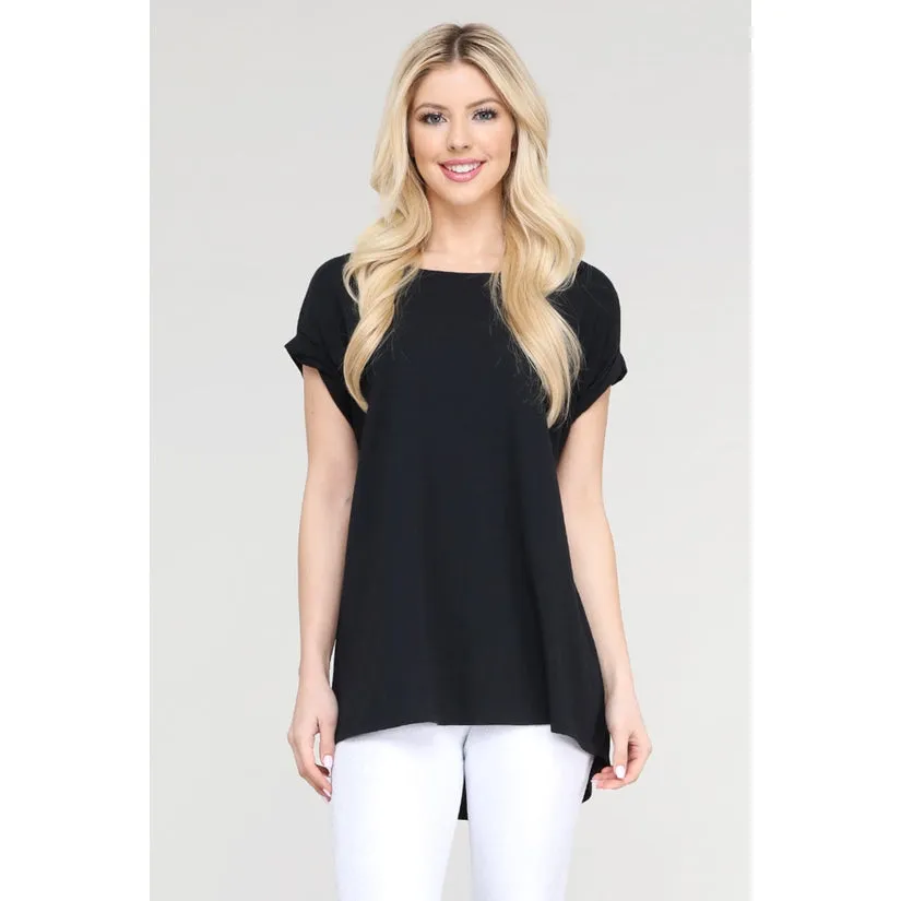 Essential Cap-Sleeve Solid Athleisure Flow Top