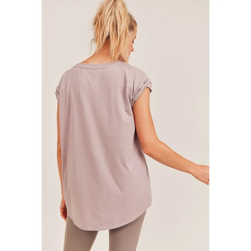 Essential Cap-Sleeve Solid Athleisure Flow Top