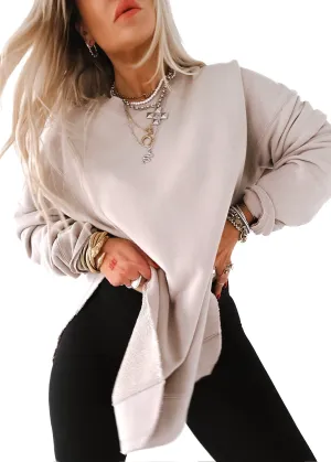 FEEL GOOD SIDE SLIT SWEATSHIRT