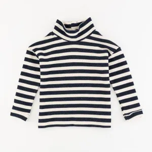 Funnel Neck Sweatshirt in Navy Stripe