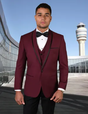 GENOVA BURGUNDY 3 PC TAILORED FIT TUXEDO