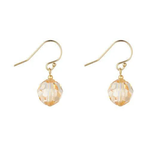 Gold Filled 10mm Golden Shadow Crystal Globe Drop Earrings