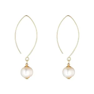 Gold Filled Freshwater Pearl Oval Open Earrings