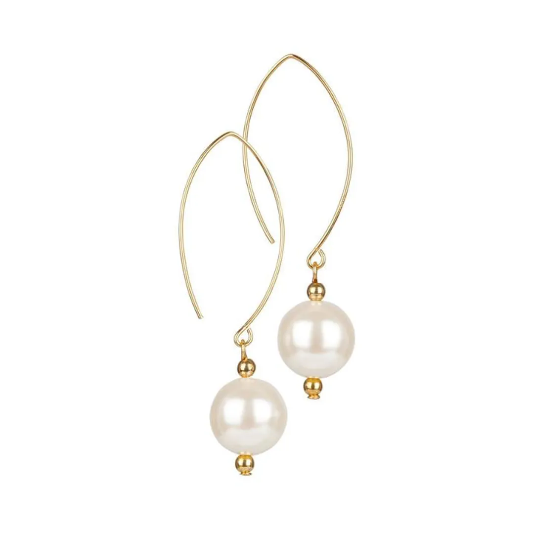 Gold Filled Freshwater Pearl Oval Open Earrings