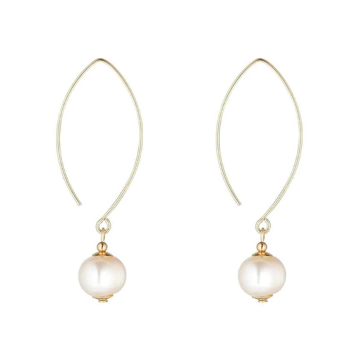 Gold Filled Freshwater Pearl Oval Open Earrings