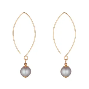 Gold Filled Grey Pearl Oval Open Earrings