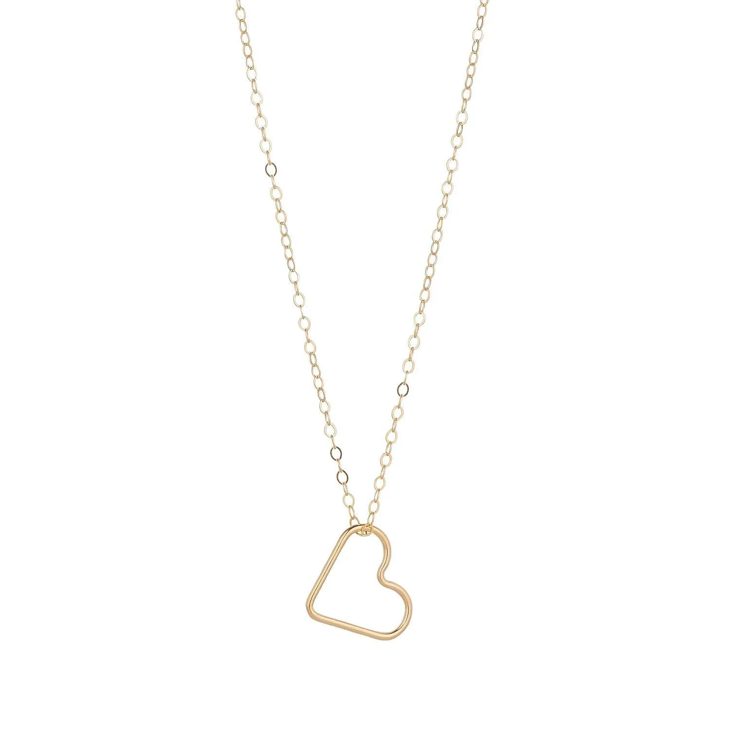 Gold Filled Heart Outline Pendant Necklace