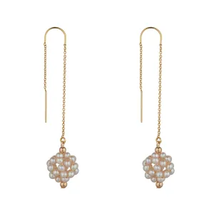 Gold Filled Pearl Cluster Threader Earrings