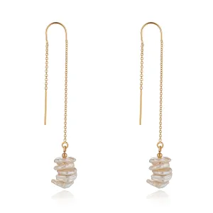 Gold Filled Saucer Pearl Threader Earrings