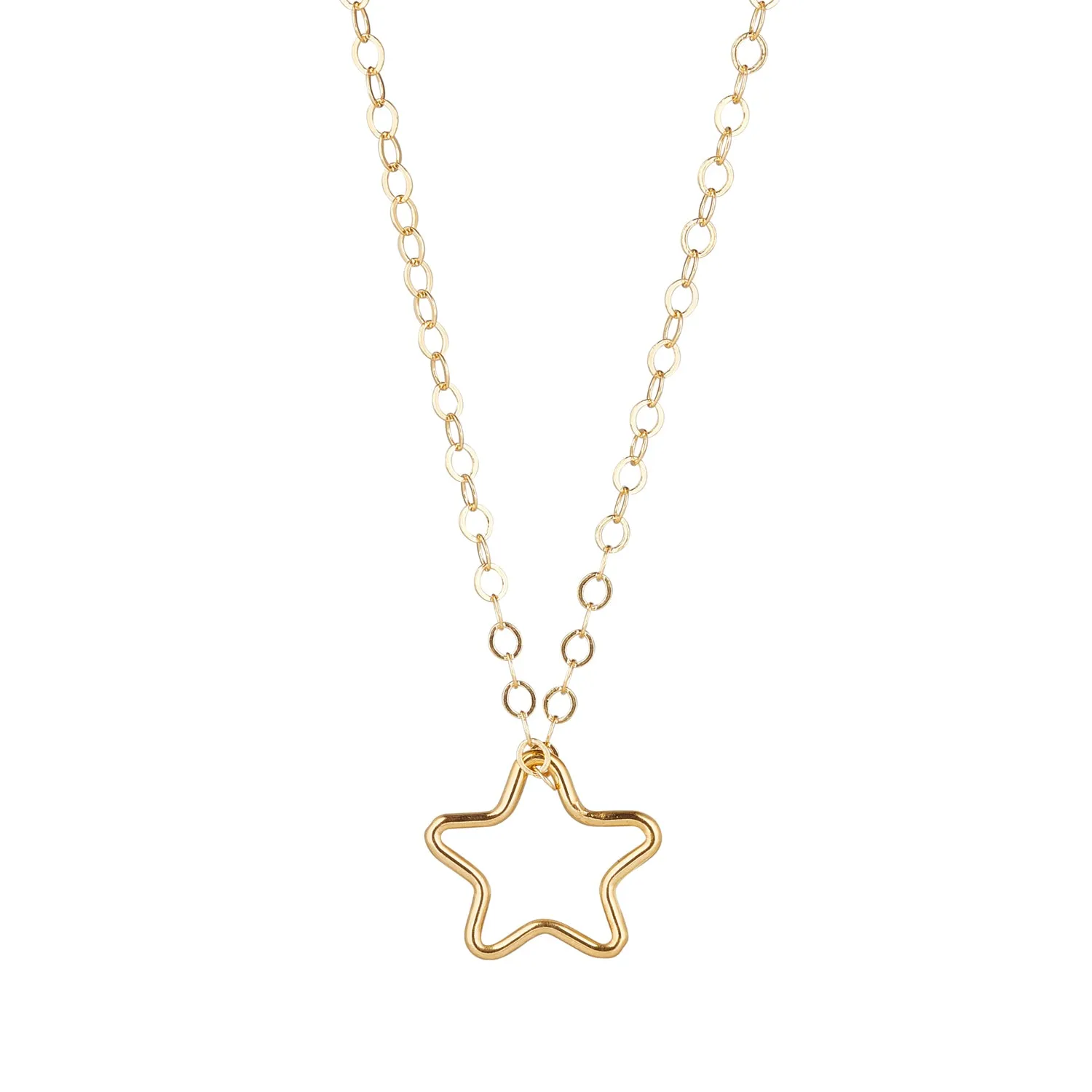 Gold Filled Star Outline Pendant Necklace