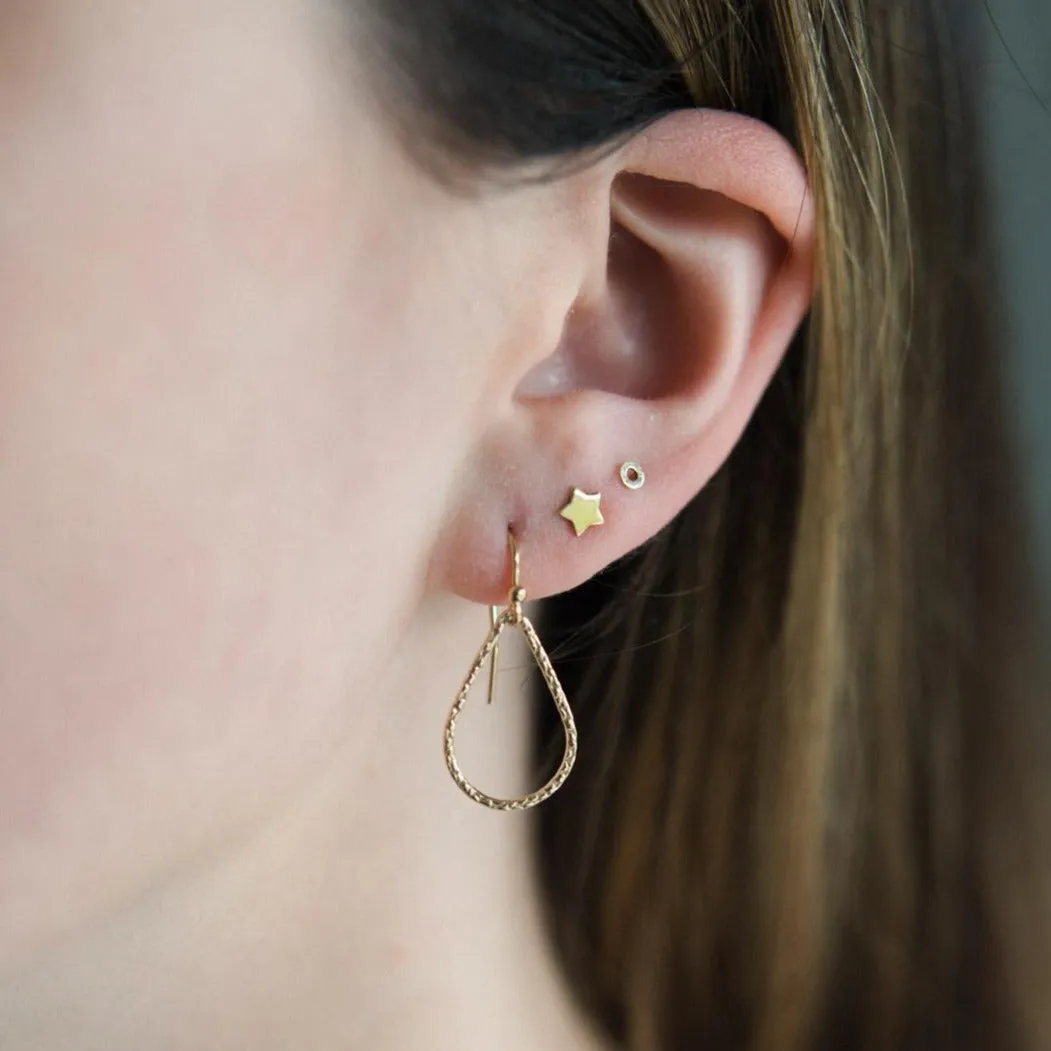 Gold Filled Textured Tear Drop Earrings