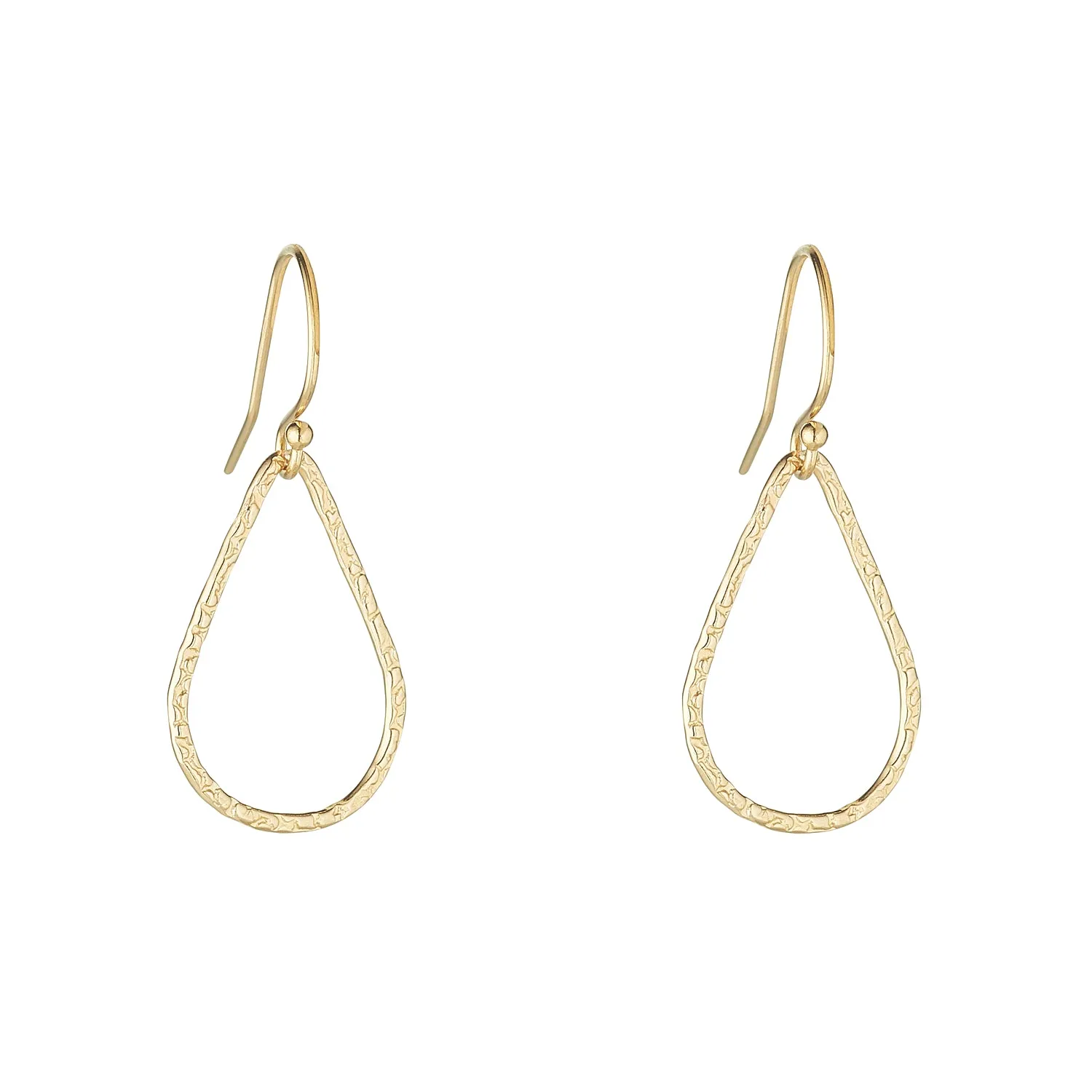 Gold Filled Textured Tear Drop Earrings