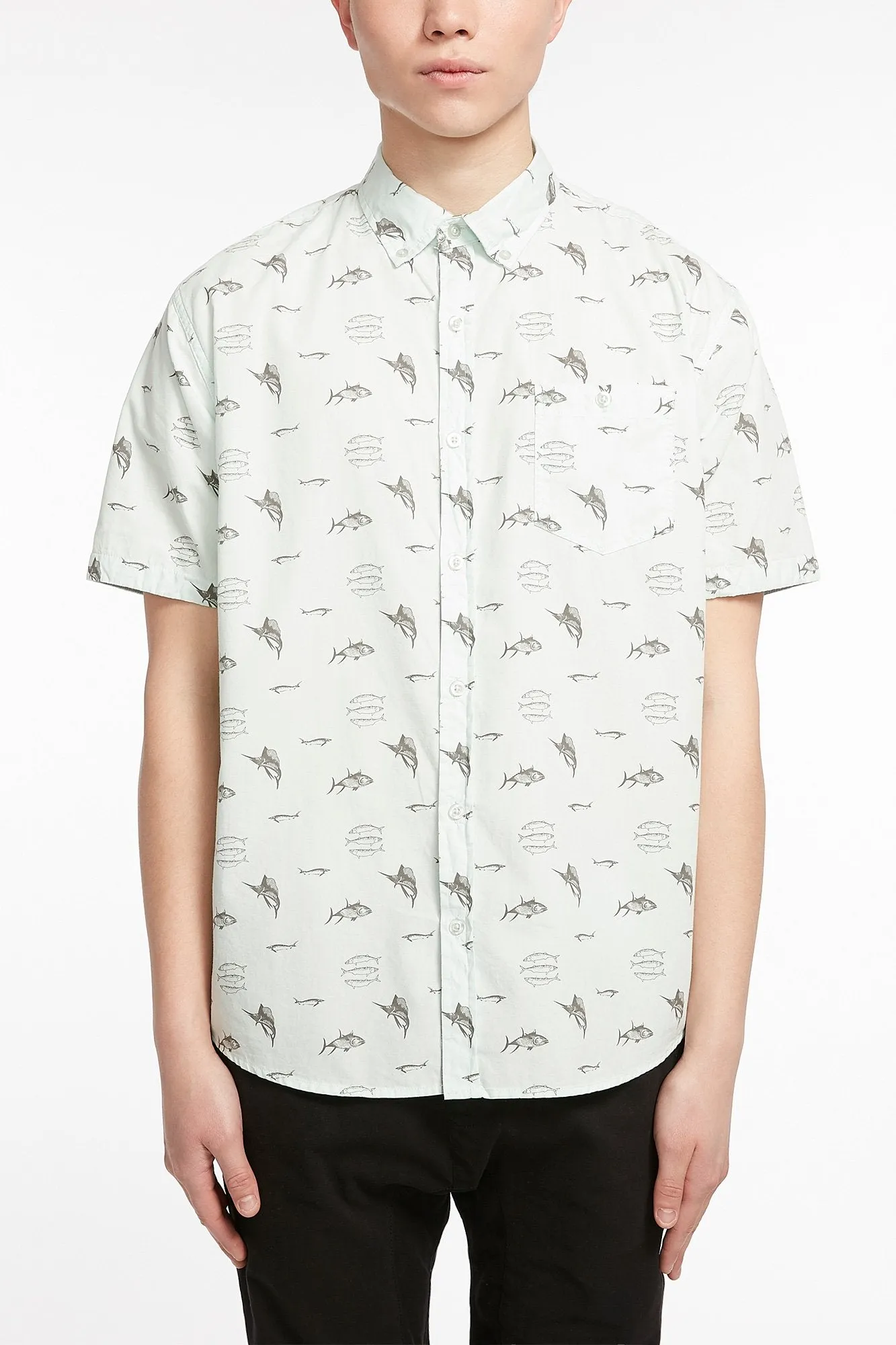 Guys Fish Button-Up Pocket Tee