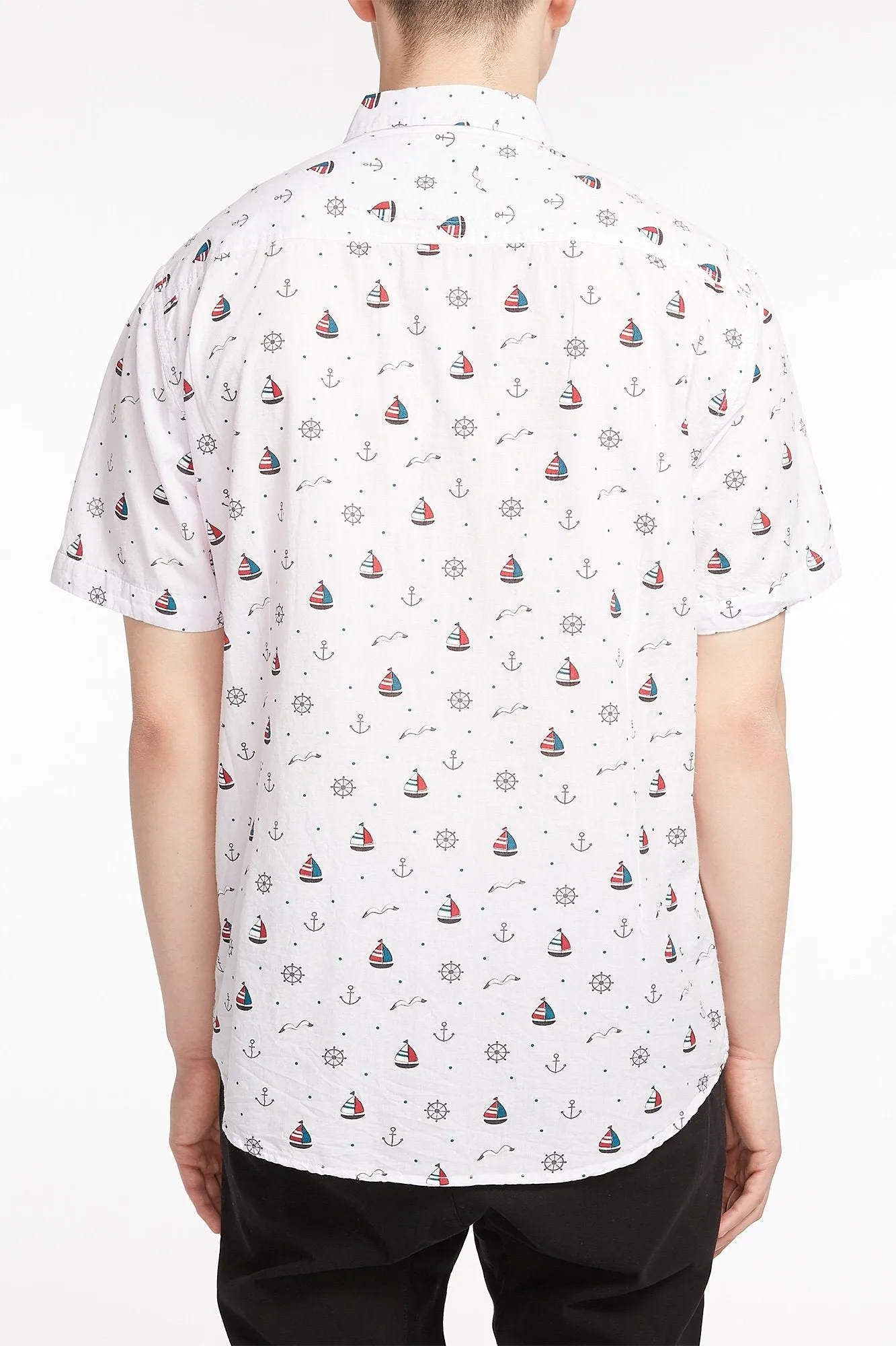 Guys Nautical Button-Up Pocket Shirt