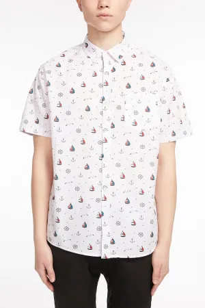 Guys Nautical Button-Up Pocket Shirt